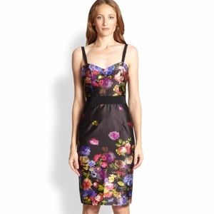 Milly Black Floral Bustier Dress